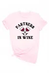 Fedia Women's Partners In Wine Graphic T-shirt In Pink In Pink