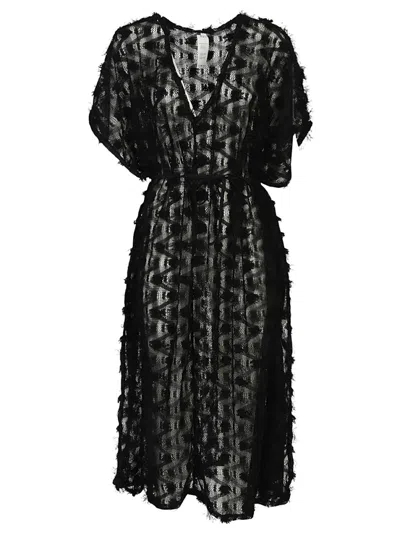 FEEL ME FAB BLACK CROCHET LONG DRESS
