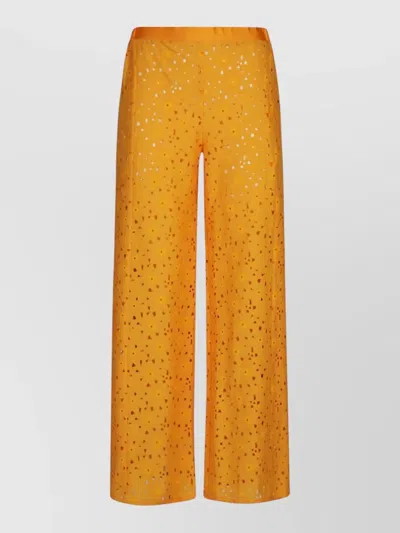 Feel Me Fab Tartana Trousers Elastic Waist Wide Leg In Yellow
