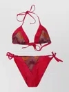 Feel Me Fab Triangle Bikini Set Adjustable Straps Ties In Pink
