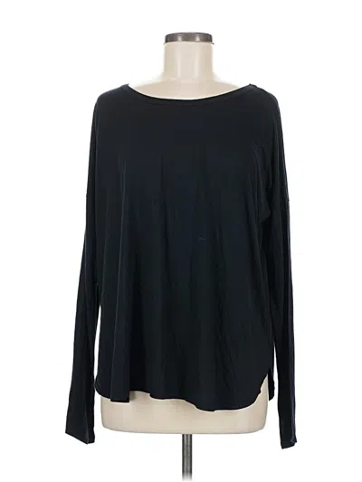 Pre-owned Feel The Piece Long Sleeve Top Black Boatneck Tops