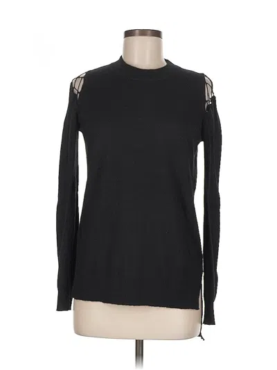 Pre-owned Feel The Piece Long Sleeve Top Black Keyhole Neckline Tops