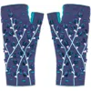 Feelgoodz Artisan Crafted Fleece Lined Azalea Fingerless Gloves In Blue