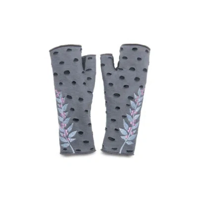 Feelgoodz Artisan Crafted Fleece Lined Hazel Fingerless Jersey Gloves In Gray