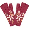 Feelgoodz Artisan Crafted Fleece Lined Viola Fingerless Gloves In Burgundy