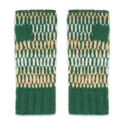 Feelgoodz Artisan Hand-knit Adirondack Winter Wool Half Mitten In Green