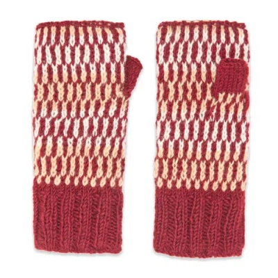 Feelgoodz Artisan Hand-knit Adirondack Winter Wool Half Mitten In Red