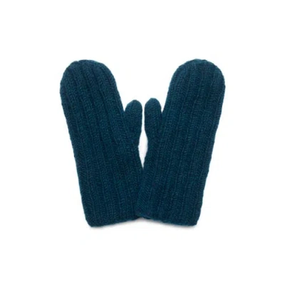 Feelgoodz Artisan Hand-knit Denali Ribbed Mitten In Blue