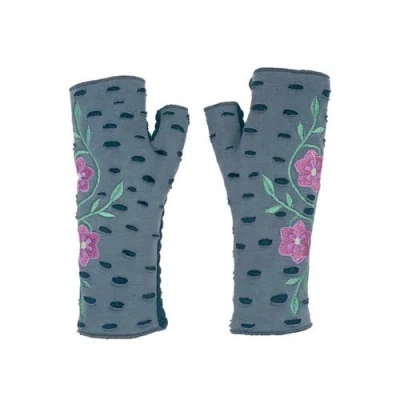 Feelgoodz Fleece Lined Primrose Fingerless Jersey Gloves In Gray