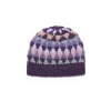 Feelgoodz Hand-knit Jaya Harlequin Wool Beanie Hat In Purple