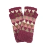 Feelgoodz Hand-knit Jaya Harlequin Wool Half Mitten In Burgundy