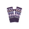 Feelgoodz Hand-knit Jaya Harlequin Wool Half Mitten In Purple