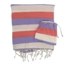 Feelgoodz Shoreline Xl Turkish Cotton Towel With Matching Pouch, Oeko-tex Certified In Multi