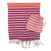 Feelgoodz Shoreline Xl Turkish Cotton Towel With Matching Pouch, Oeko-tex Certified In Multi