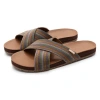 Feelgoodz Womens Zensole Cascades Faux Leather Double Strap Slide Sandals