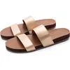 Feelgoodz Womens Zensole Vistas Faux Leather Double Strap Slide Sandals