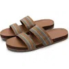 Feelgoodz Womens Zensole Vistas Faux Leather Double Strap Slide Sandals