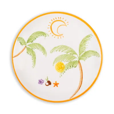 Feeling Good Inside Green Palm Beach Ceramic Orange Dinner Plate