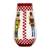 Feeling Good Inside Red / Green / Yellow Xmas Nut Cracker Handmade Ceramic  Big Vase In Multi