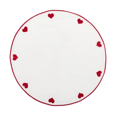 Feeling Good Inside Red Heart Round Placement - L'amour Paris Six Pieces Set Of Six