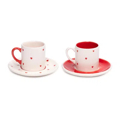 Feeling Good Inside Red / White Love Coffee Set Of Two