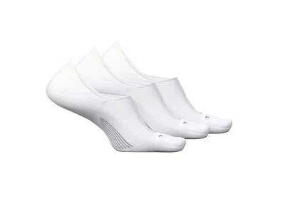 Feetures Elite Light Cushion Invisible Crew Cut Socks Unisex White 3 Pack Buu837