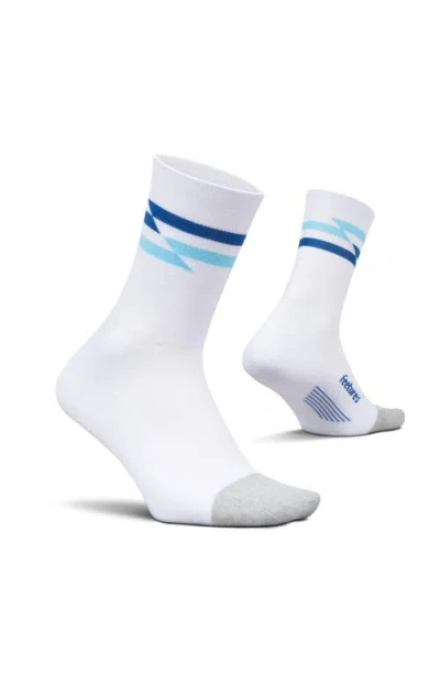 Feetures Elite Light Cushion Mini Crew Sock Sport Sock With Targeted Compression In White