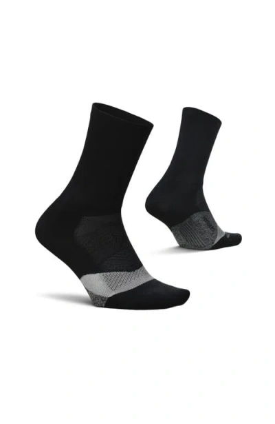 Feetures Elite Light Cushion Mini Crew Sock  Sport Sock With Targeted Compression In Black