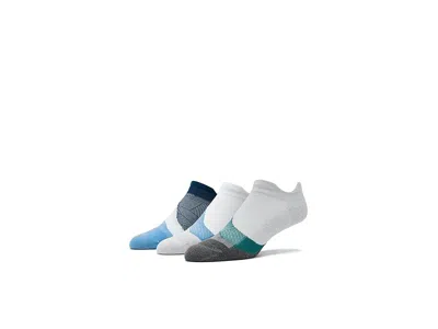 Feetures Elite Light Cushion No Show Tab 3-pair Pack No Show Socks Shoes Blue Wave/white Tide/stone Ivy: Lg ( In Multi