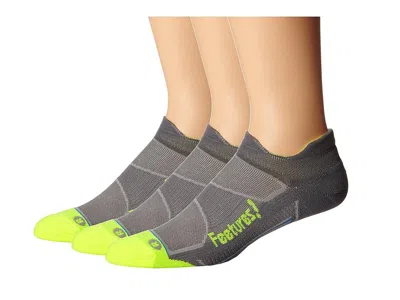 Feetures Elite Light Cushion No Show Tab 3-pair Pack No Show Socks Shoes Graphite/reflector: Sm (us Women's S In Gray