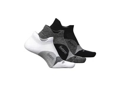 Feetures Elite Light Cushion No Show Tab 3-pair Pack No Show Socks Shoes White/black/gray: Md (us Men's Shoe  In Multi