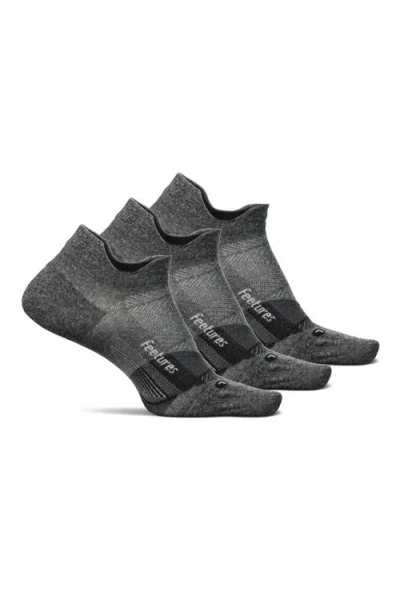 Feetures Elite Light Cushion No Show Tab Athletic Ankle Socks Sport Sock With Targeted Compression In Gray