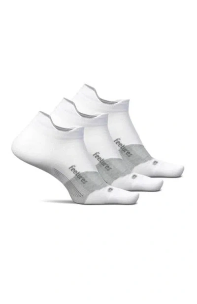 Feetures Elite Light Cushion No Show Tab Athletic Ankle Socks Sport Sock With Targeted Compression In Peace White