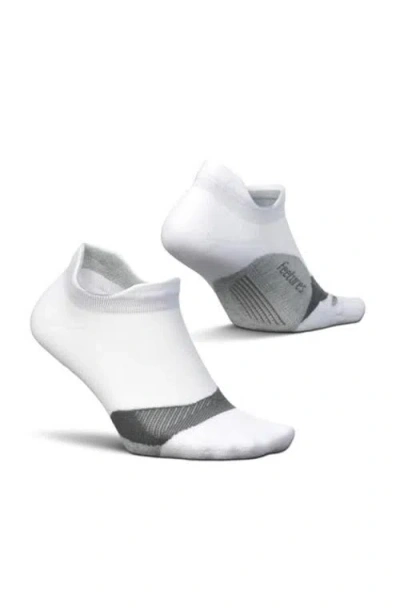 Feetures Elite Light Cushion No Show Tab Athletic Ankle Socks Sport Sock With Targeted Compression In White