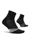 Feetures Elite Light Cushion Quarter Solid  Sport Sock With Targeted Compression In Black