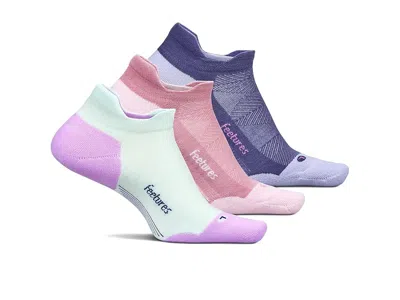 Feetures Elite Max Cushion No Show Tab 3-pair Pack No Show Socks Shoes Crisp Mint/pink Orchard/future Dusk: M In Blue