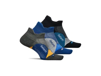 Feetures Elite Max Cushion No Show Tab 3-pair Pack No Show Socks Shoes Iron Seal/black Sea/navy Mist: Sm (us  In Multi