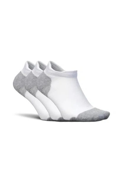 Feetures Elite Max Cushion No Show Tab Ankle Socks Sport Sock With Targeted Compression In White