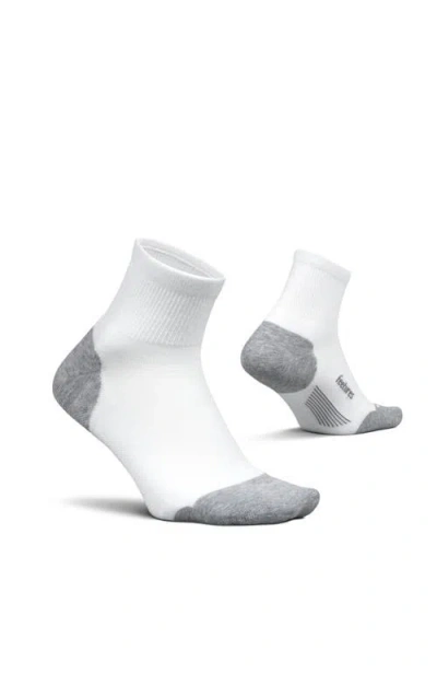 Feetures Elite Max Cushion Quarter Sock Athletic Running Socks, Targeted Compression, Moisture Wicki In Gray