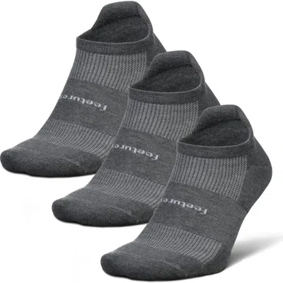 Feetures High Performance Max Cushion Ankle Sock Tab Socks With Heel Tab In Gray