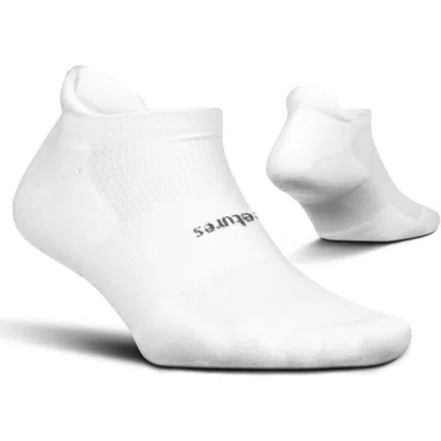 Feetures High Performance Max Cushion Ankle Sock  Tab Socks With Heel Tab In White