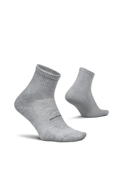 Feetures High Performance Max Cushion Quarter Tall Sock Moisturewicking Athletic Socks In Gray