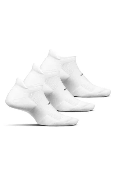 Feetures High Performance Ultra Light Ankle Sock No Show Socks With Heel Tab In Pearl White