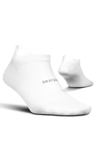 Feetures High Performance Ultra Light Ankle Sock No Show Socks With Heel Tab In Snow White