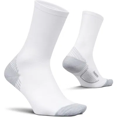 Feetures Plantar Fasciitis Relief Light Cushion Mini Crew  Targeted Arch & Plantar Fascia Support In White