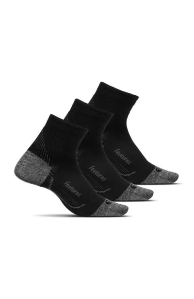 Feetures Plantar Fasciitis Relief Light Cushion Quarter Sock  Arch Support In Black
