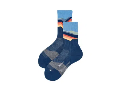 Feetures Trail Max Cushion Mini Crew Crew Cut Socks Shoes Tectonic Navy: Md (us Men's Shoe 6-8.5 - Women's Sh In Blue