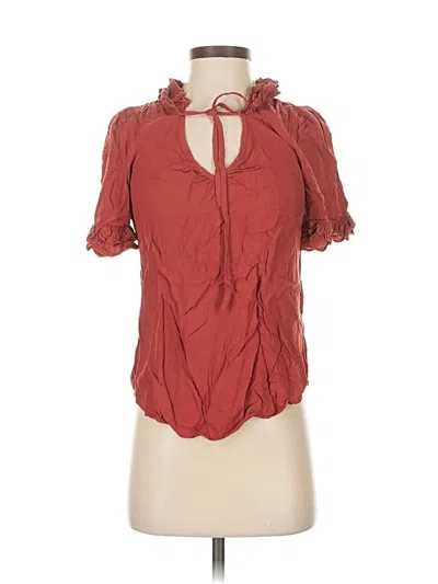 Pre-owned Fei Short Sleeve Blouse In Red