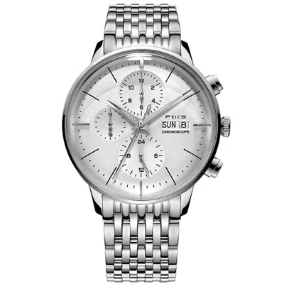 Pre-owned Feice Mens Automatic Mechanical Watch Bauhaus Date Stainless Steel Luminous Waterproof In White