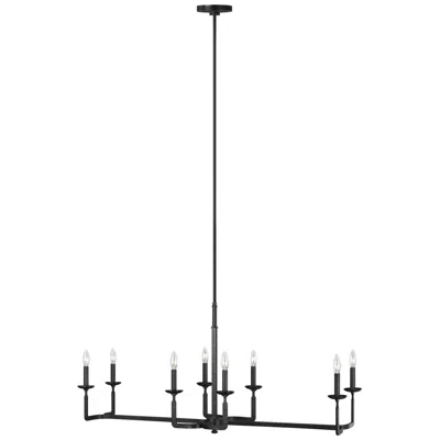 Feiss Ansley 48" Wide Aged Iron 8-light Linear Chandelier